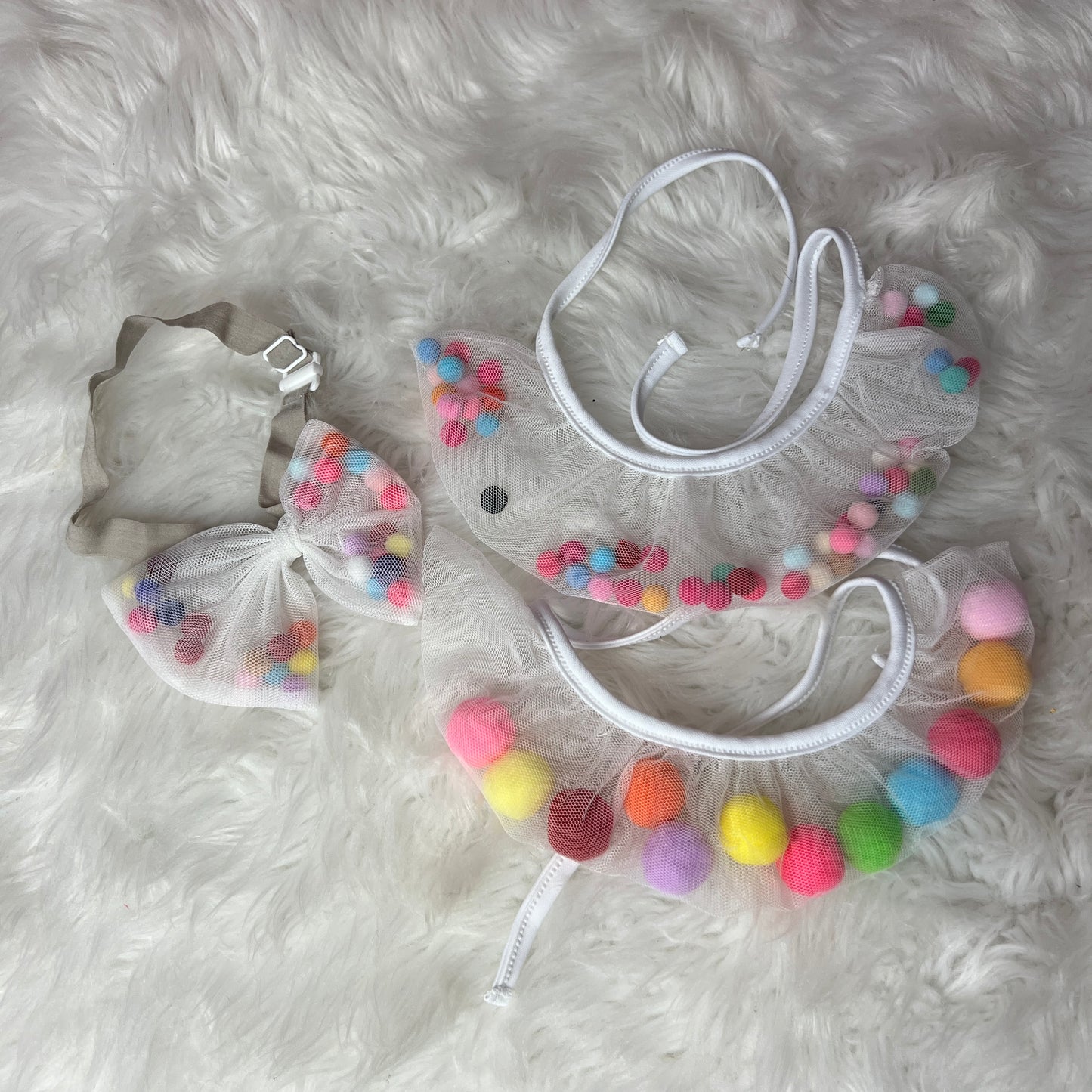 POM POM ADJUSTABLE BOW TIE- 6 PACK