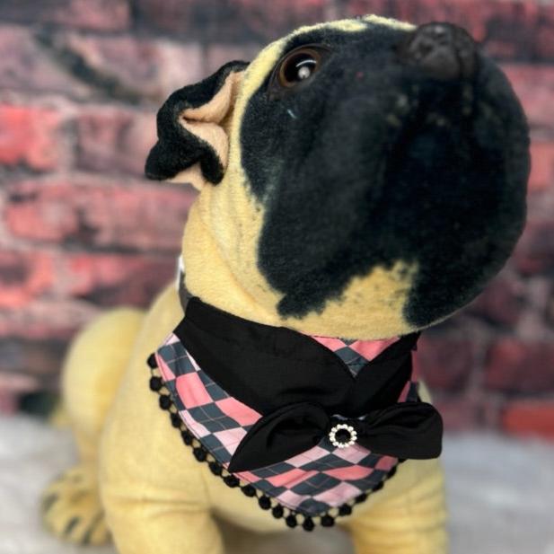PINK AND GREY ARGYLE BIG GIRL BIB 4 pack