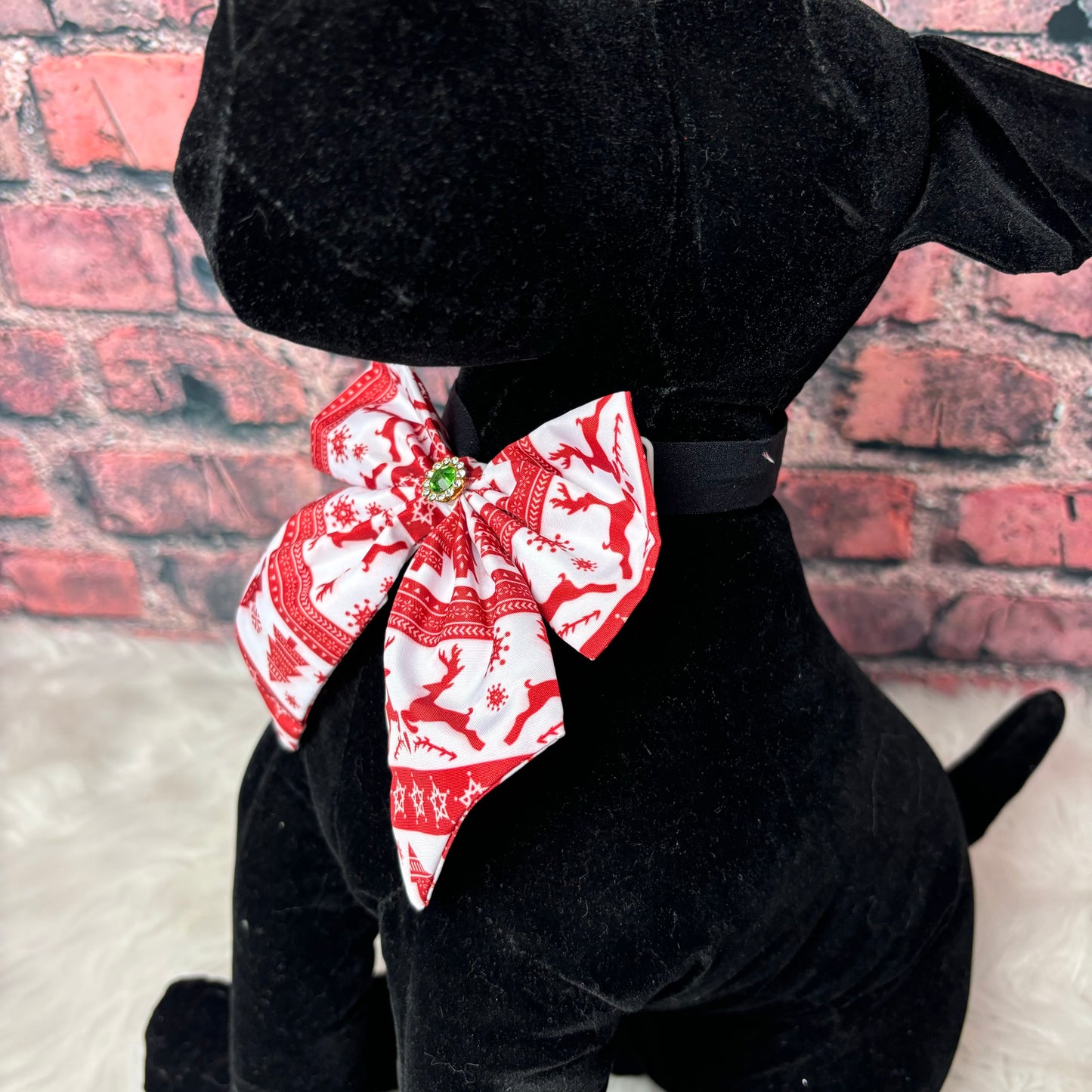 REINDEER PRINT BOWTIE W/ TAILS - 6 PACK