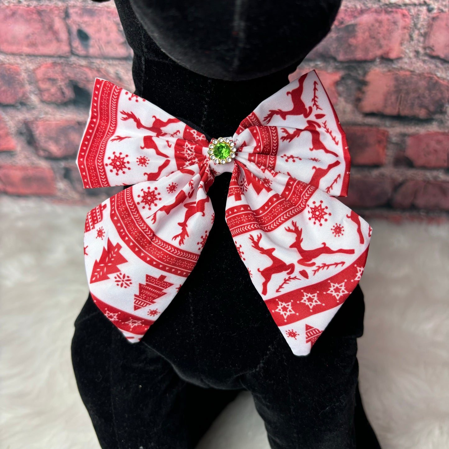 REINDEER PRINT BOWTIE W/ TAILS - 6 PACK