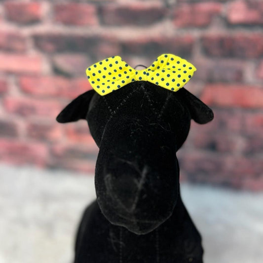 Yellow polka dot bows 8 pack