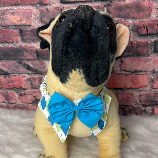 ARGYLE BLUE/GREEN SHIRT COLLAR AND TIE - 4 PACK