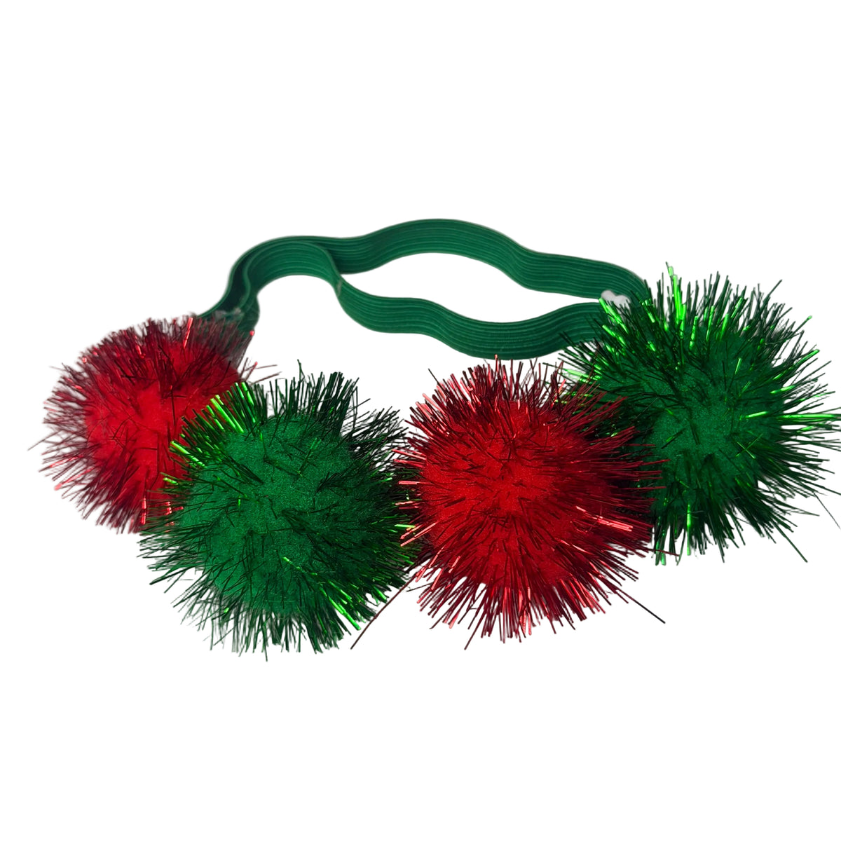 TINSLE BALL NECKBAND- GREEN /RED-4 PACK