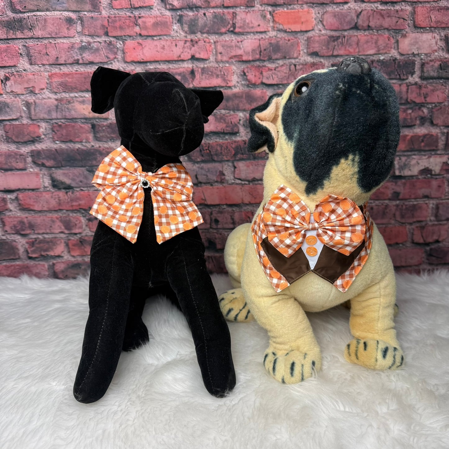 NEW Fall plaid and pumpkin 4" Bowtie with tails - 4 pack