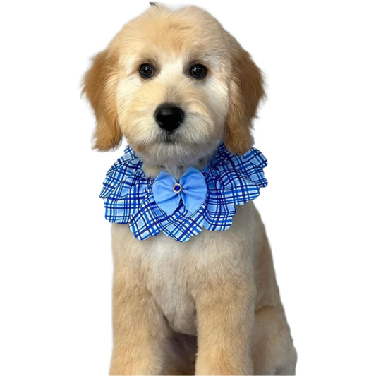 BLUE PLAID TIE-ON RUFFLE- 5 PACK- M/L