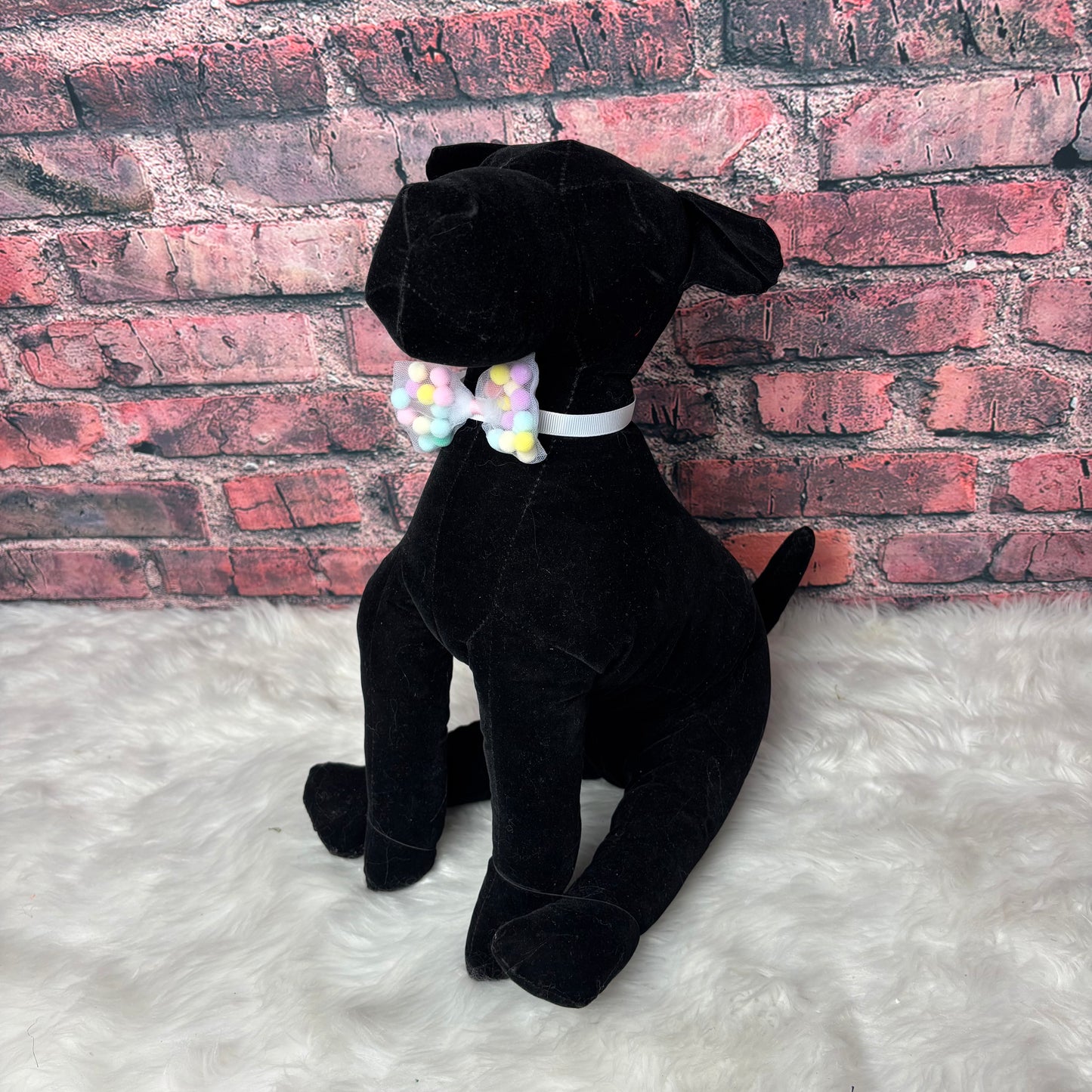 POM POM BOWTIE - WHITE - 6 PACK