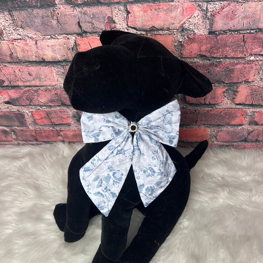 GRAY FLORAL BOWTIE WITH TAILS - 6 PACK