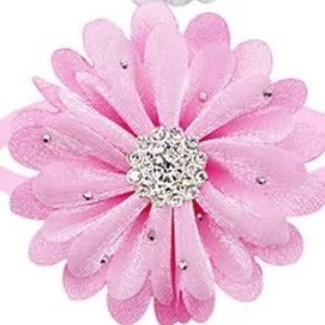 RHINESTONE SPRINKLED FLOWER NECKBAND PINK 8 PACK