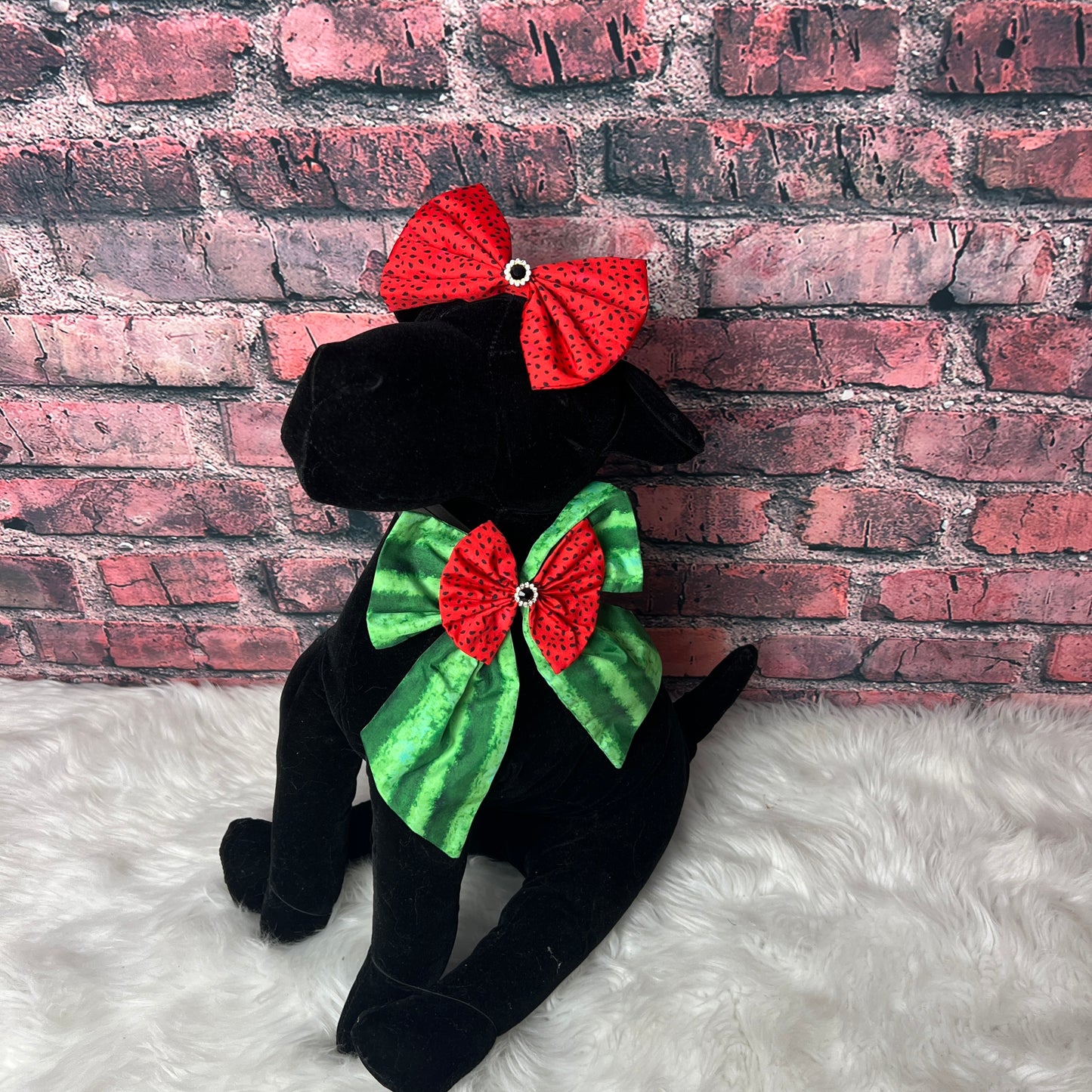 WATERMELLON BOW TIE WITH TAILS LARGE 4 PACK