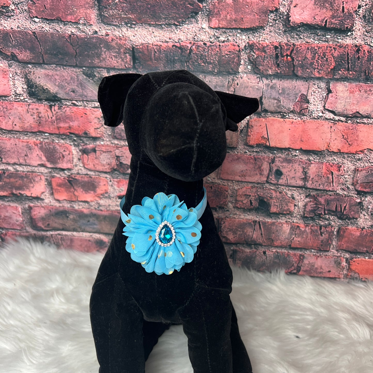 BLUE WITH GOLD DOTS RHINESTONE NECKBAND - 5 PACK