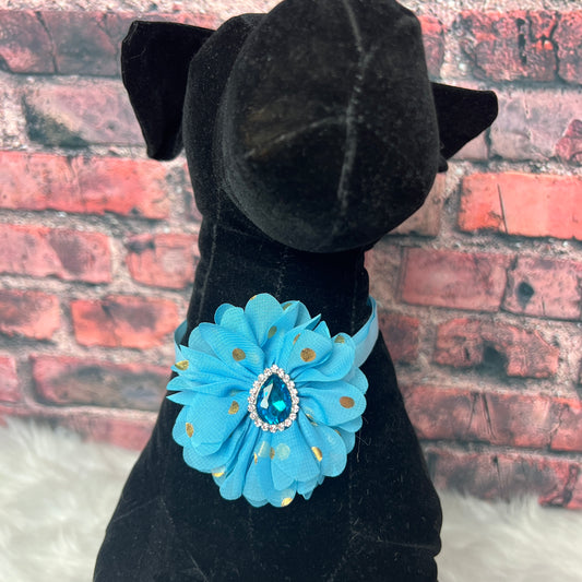 BLUE WITH GOLD DOTS RHINESTONE NECKBAND - 5 PACK