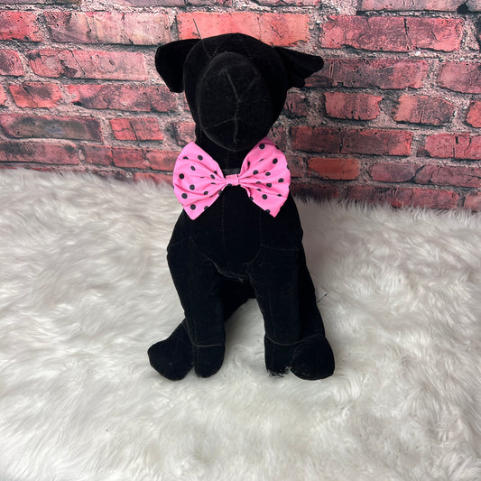 PINK W/ BLACK DOTS COLLAR BOWTIE 6 PACK