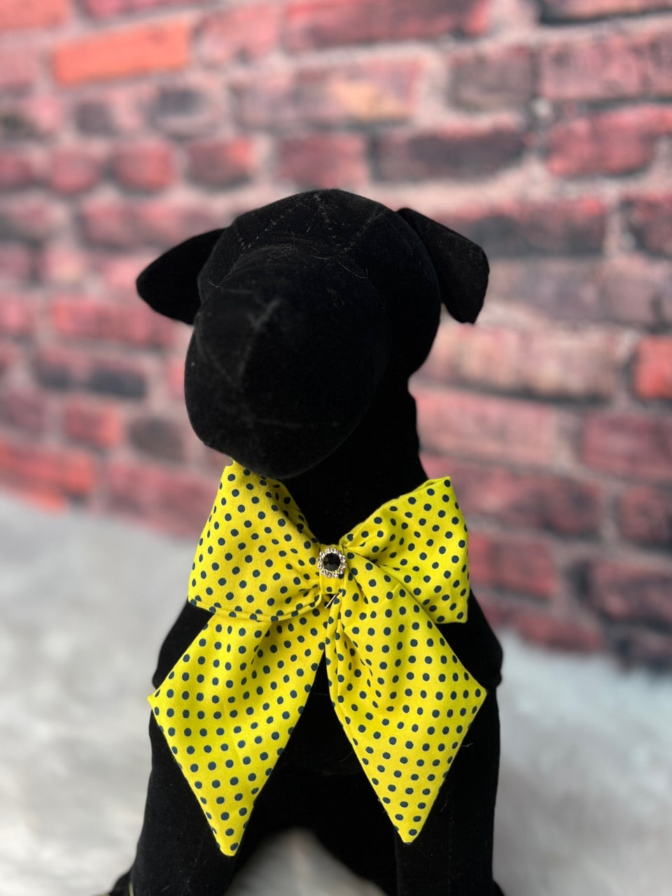 Yellow polka dot bow tie/tails neckband 6 pack