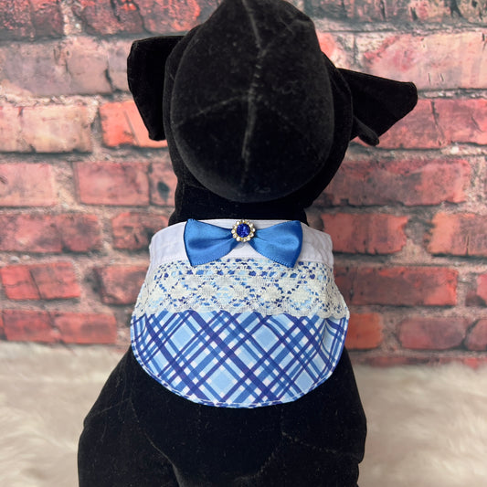 BLUE PLAID GIRL BIB- 4 PACK