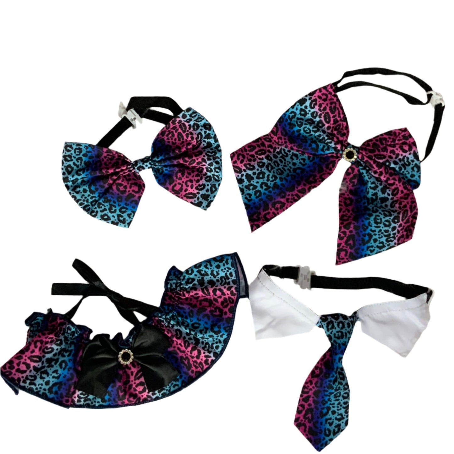 RAINBOW CHEETAH BOWTIE W/TAILS  6 PACK