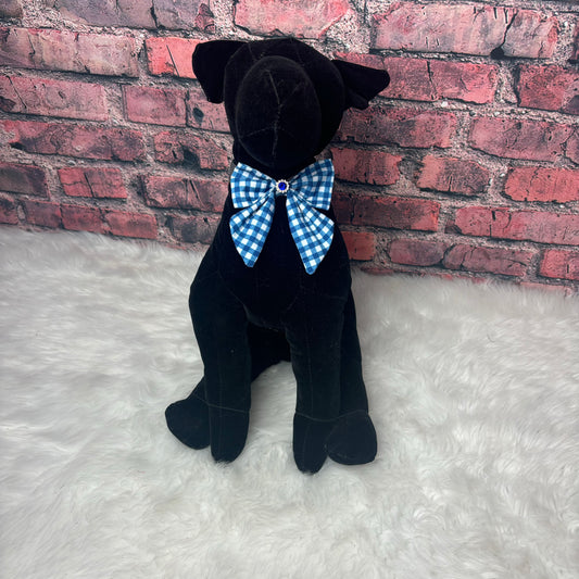 BLUE AND WHITE CHECK TINY GIRL BOW WITH TAILS