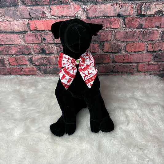 REINDEER PRINT BOWTIE W/ TAILS - 6 PACK