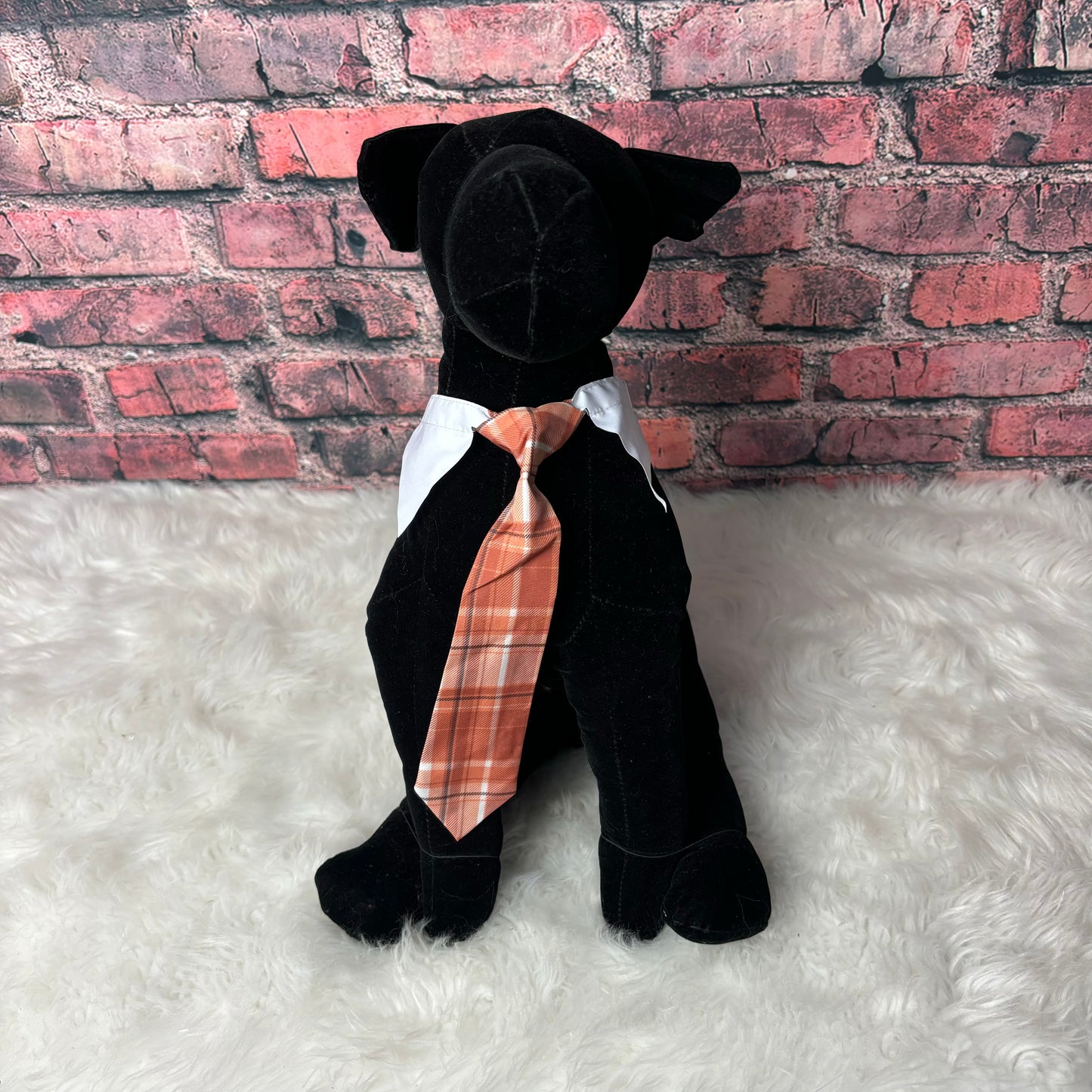 ORANGE PLAID SHIRT COLLAR & TIE M/L - 4 PACK