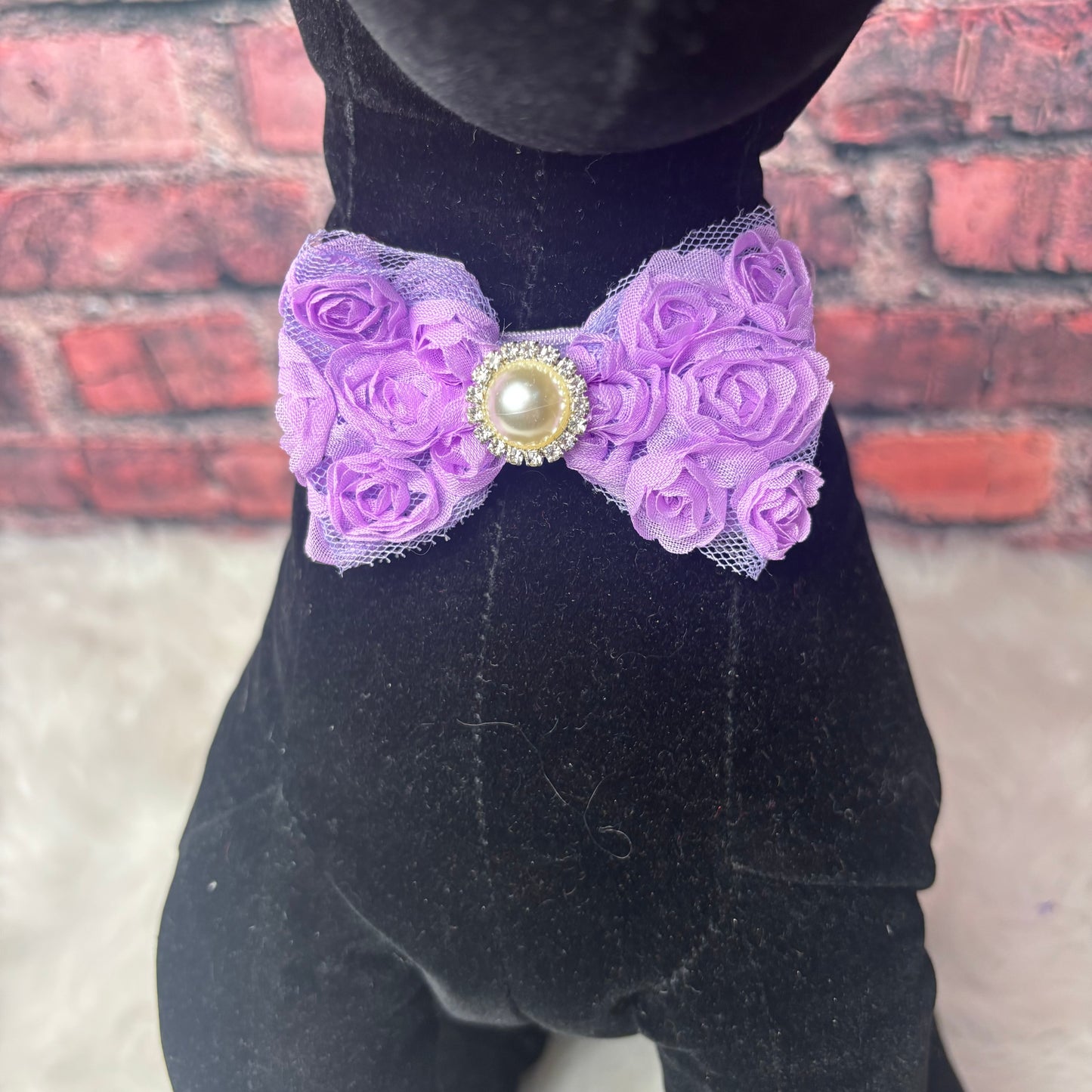 RUFFLED ROSE BOWTIE - LAVENDER - 6 PACK