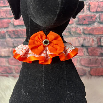 LIVE ORANGE SATIN RIBBON RUFF 4 PACK