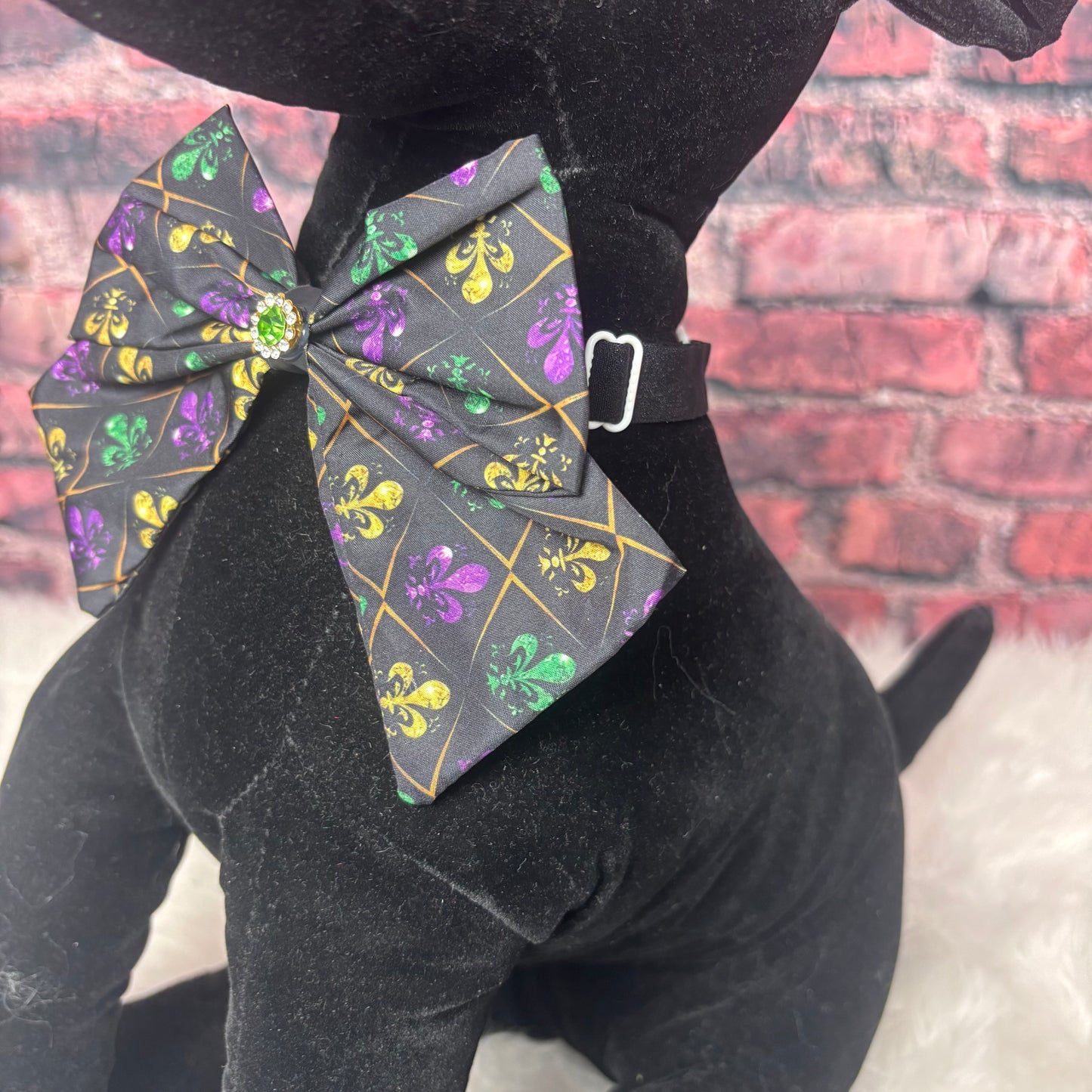 Mardi Gras Bowtie W/ Tails - 6 Pack