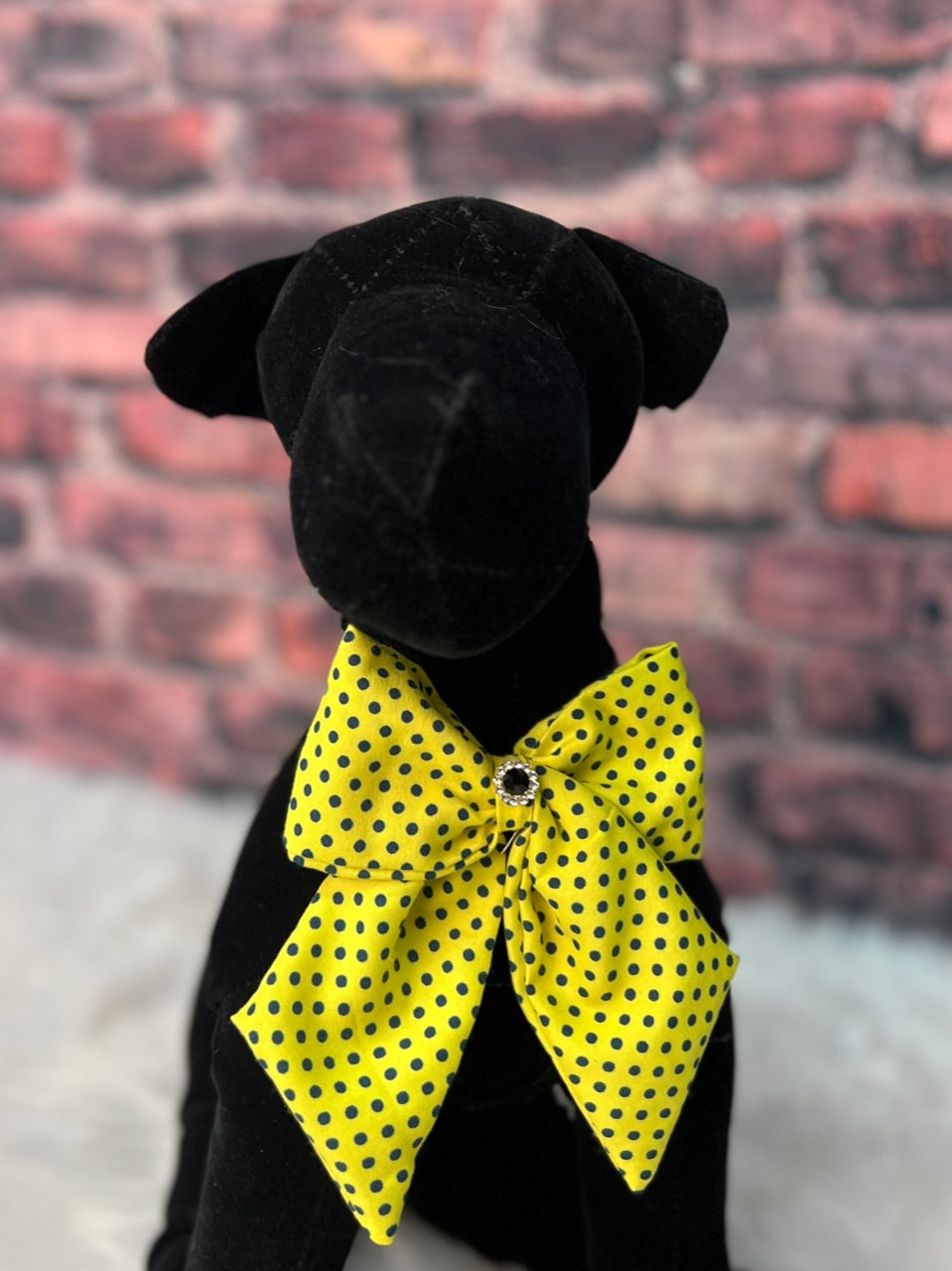 Yellow polka dot bow tie/tails neckband 6 pack