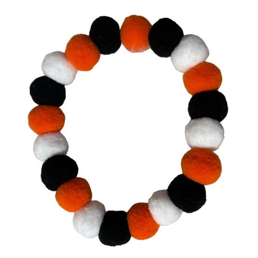 ORANGE AND BLACK POMPOM LARGE - 4 PACK