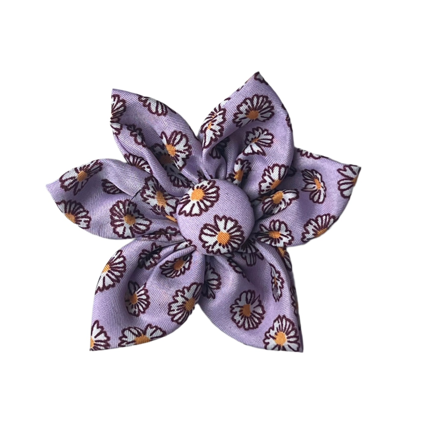 PURPLE FLOWER W/ YELLOW DAISY COLLAR BOW 8 PACK