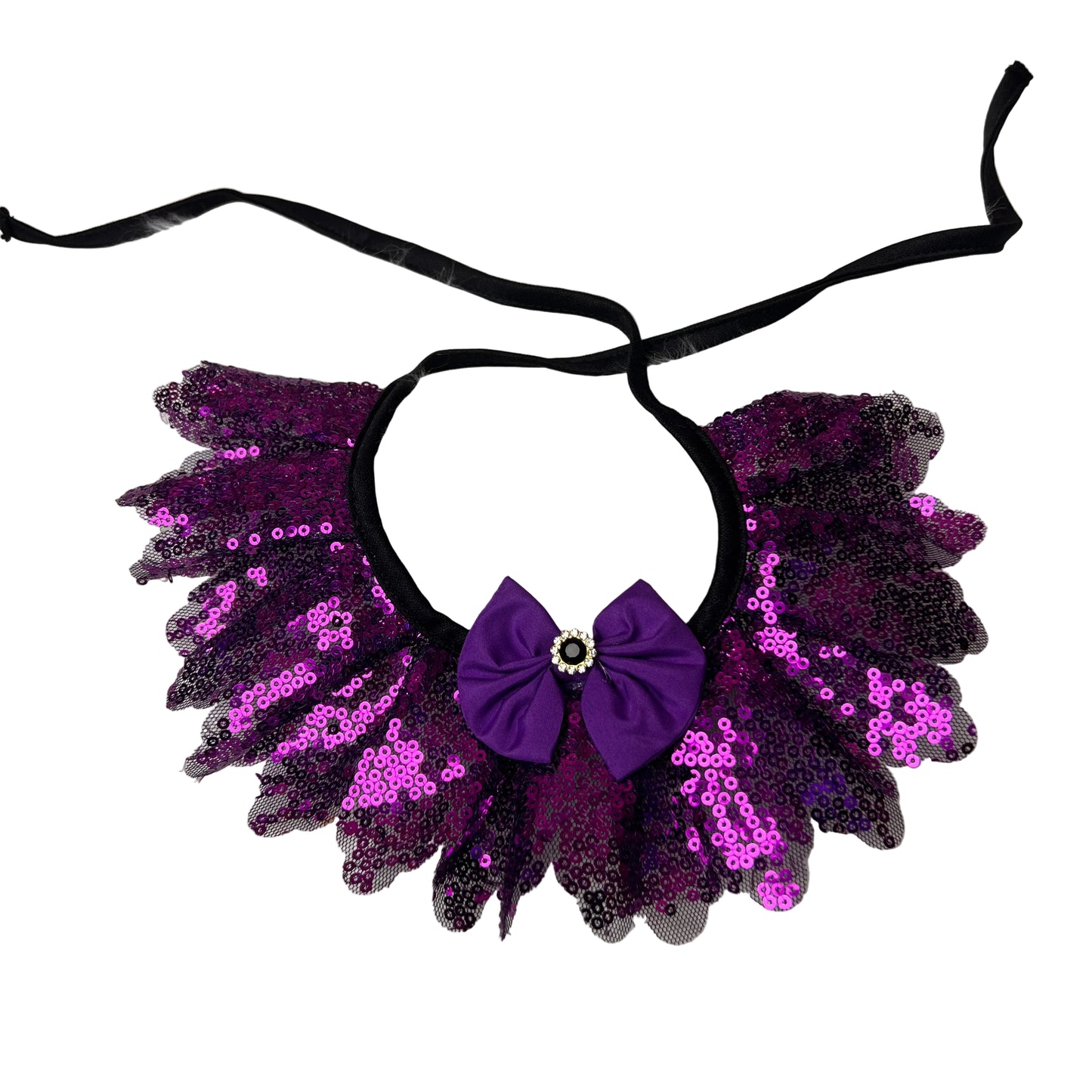 Purple Sequin Tie on Ruffle - 4 pack