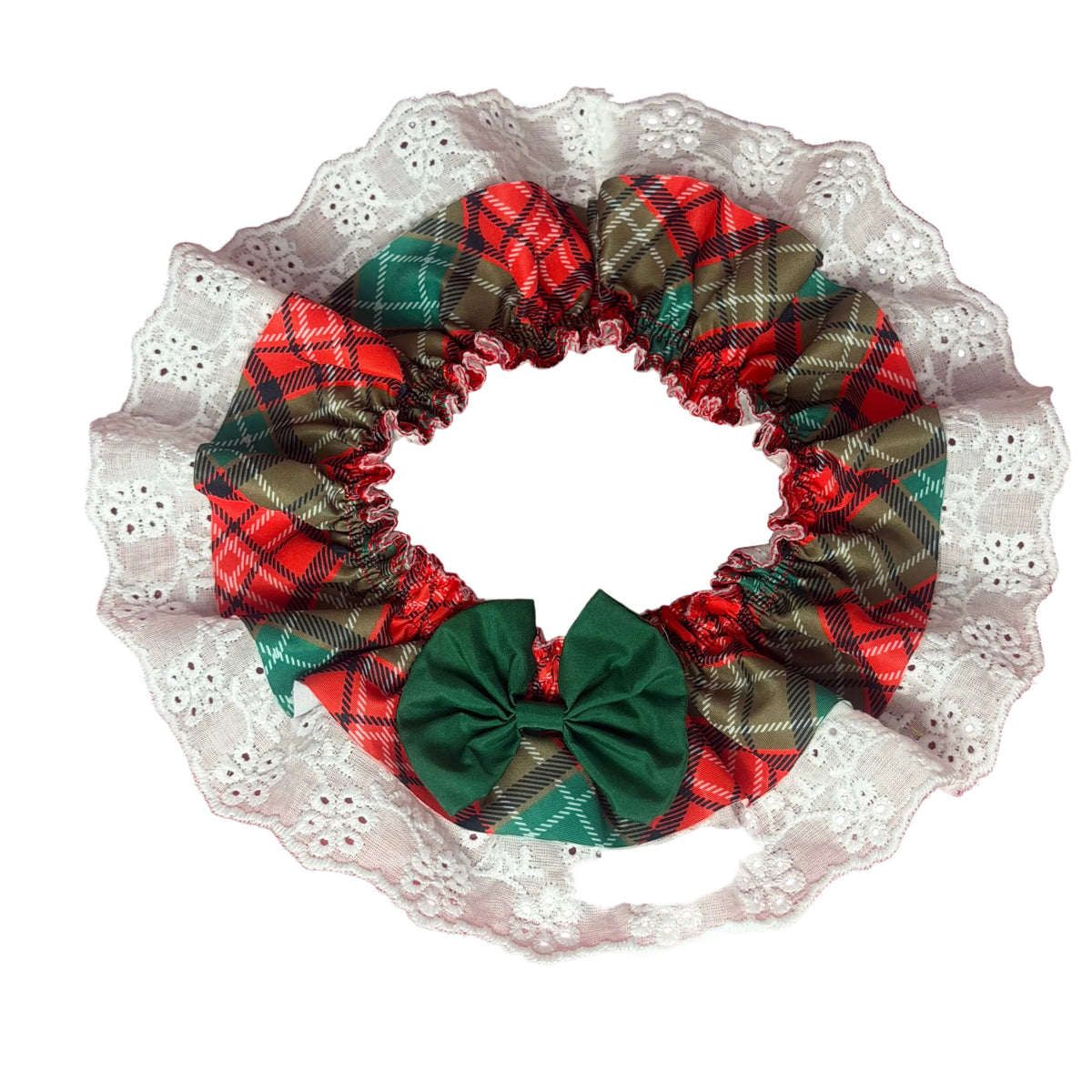 NEW CHRISTMAS PLAID FULL ELASTIC RUFFLE-4PK