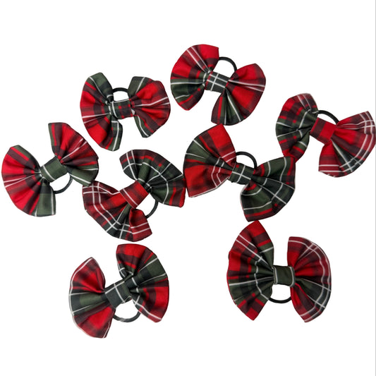 CHRISTMAS PLAID BOW-8 PK