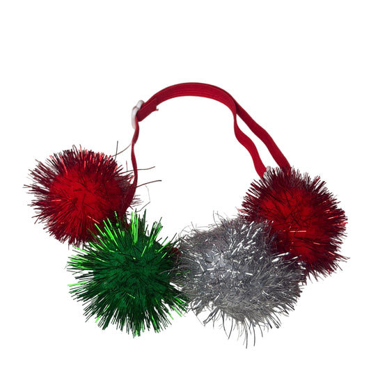 TINSLE BALL NECKBAND- GREEN /RED/SILVER-4 PACK