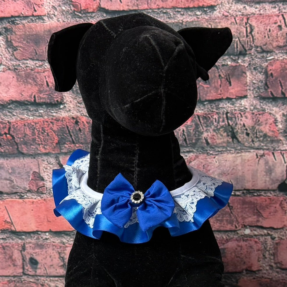NEW ROYAL BLUE SATIN RUFFLE =- 4 PACK