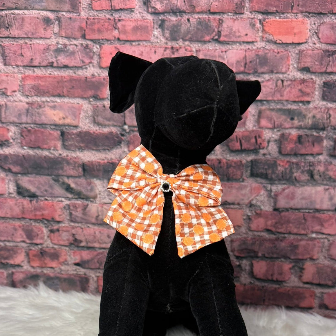 NEW Fall plaid and pumpkin 4" Bowtie with tails - 4 pack