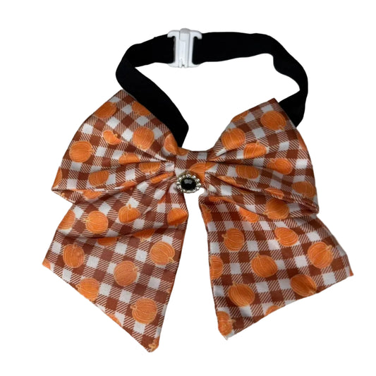 NEW Fall plaid and pumpkin 4" Bowtie with tails - 4 pack