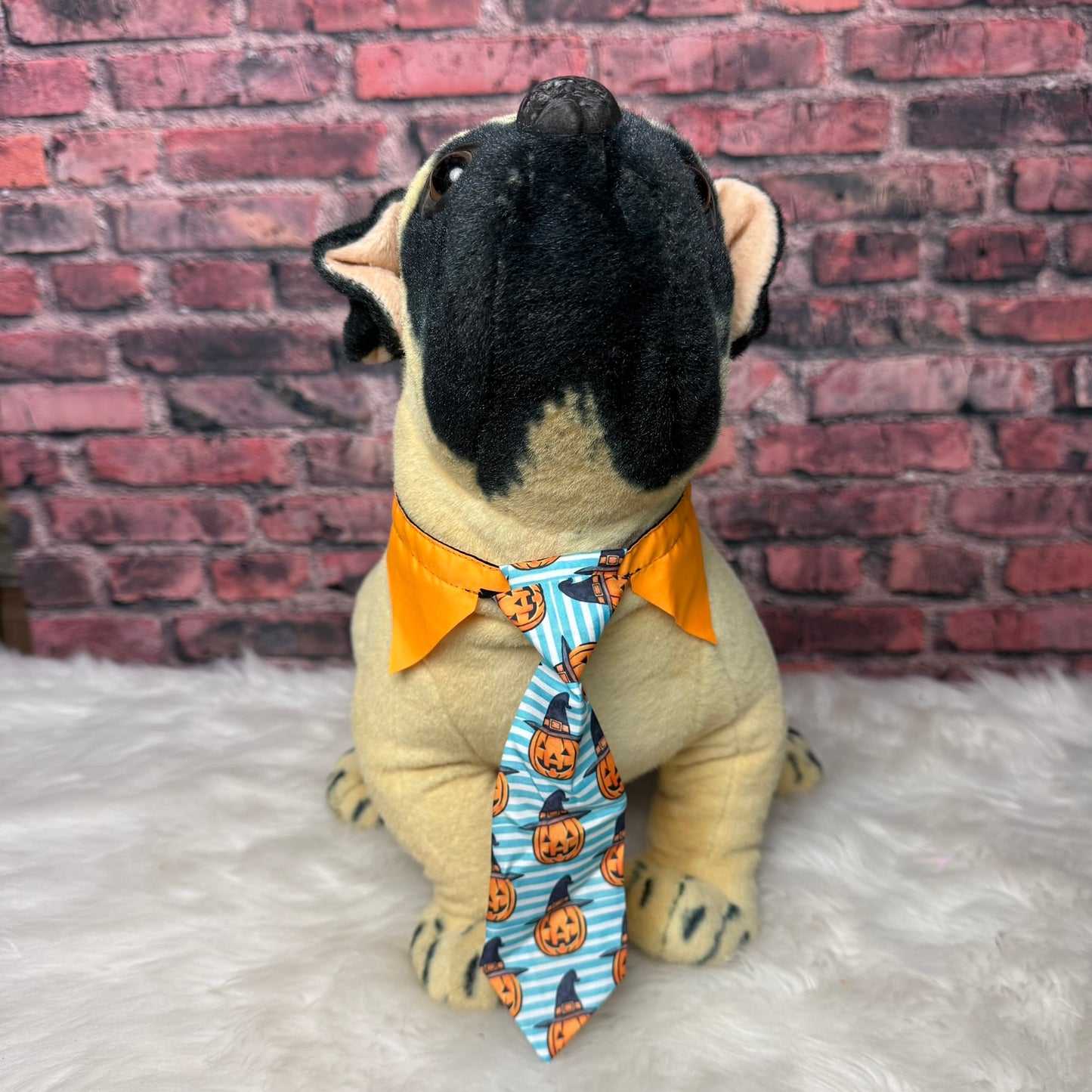 NEW BLUE STRIPED JACK-O-LANTERN SHIRT COLLAR AND TIE - 4 PACK