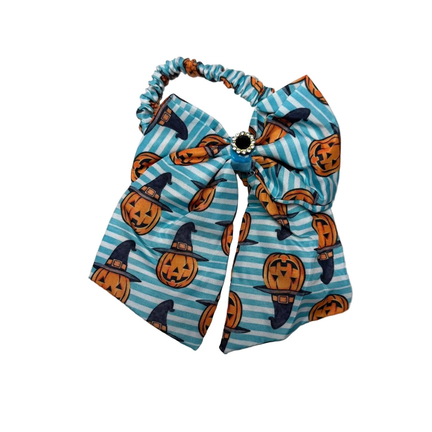 NEW BLUE STRIPED JACK-O-LANTERN BOW TIE WITH TAILS - 4 PACK