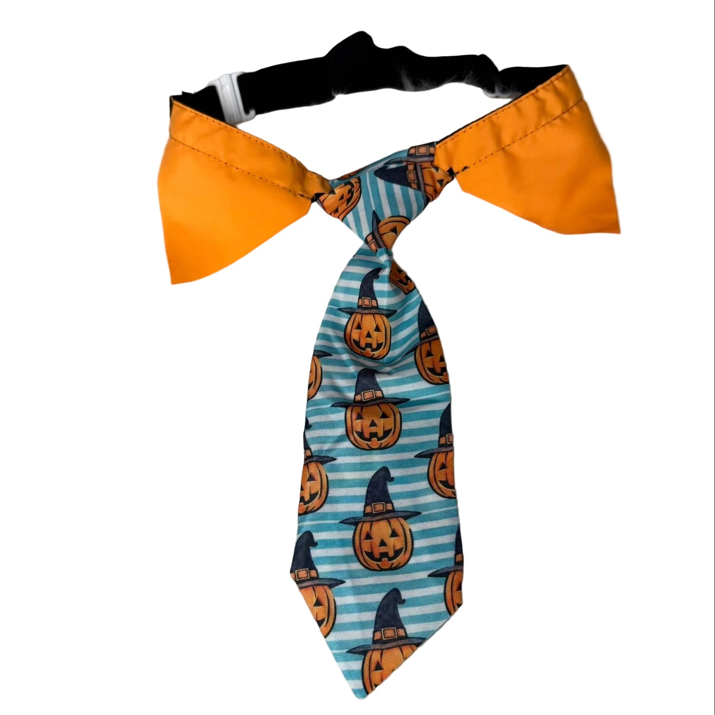 NEW BLUE STRIPED JACK-O-LANTERN SHIRT COLLAR AND TIE - 4 PACK