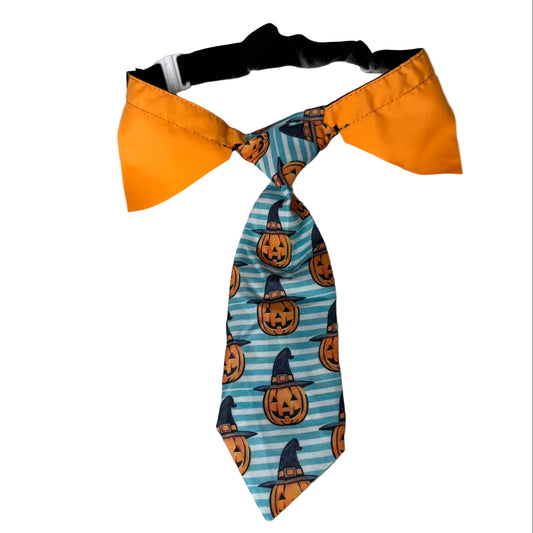 NEW BLUE STRIPED JACK-O-LANTERN SHIRT COLLAR AND TIE - 4 PACK
