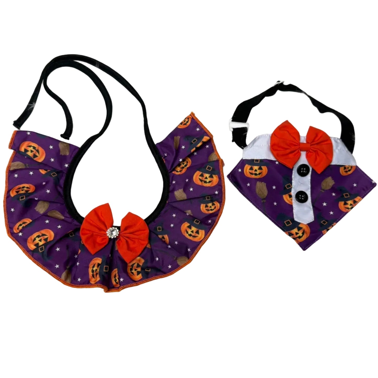 NEW WOOF-"O"-LANTERN TIE ON RUFFLE - 4 PACK