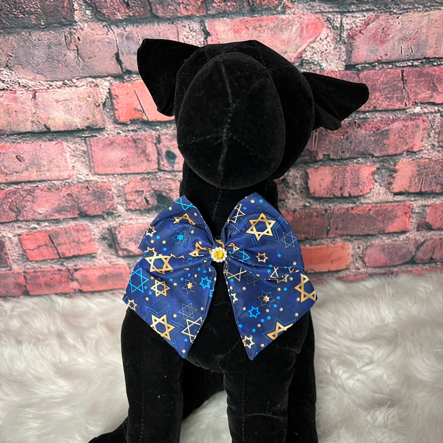 DARK BLUE HANUKKAH BOWTIE WITH TAILS 6 PACK