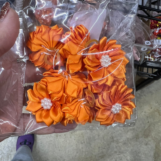 LIVE ORANGE FLOWER BOW 10 PACK