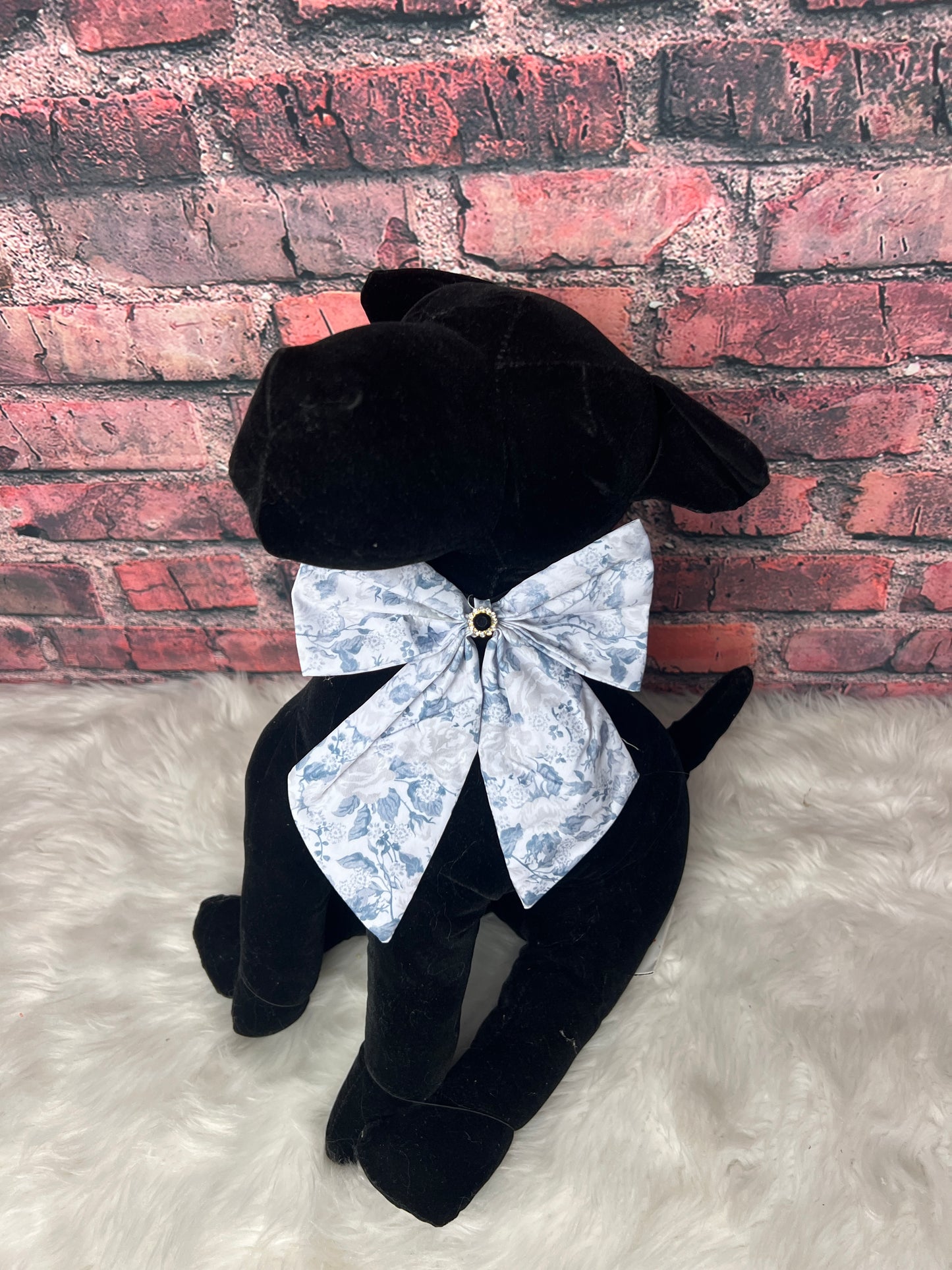 GRAY FLORAL BOWTIE WITH TAILS - 6 PACK