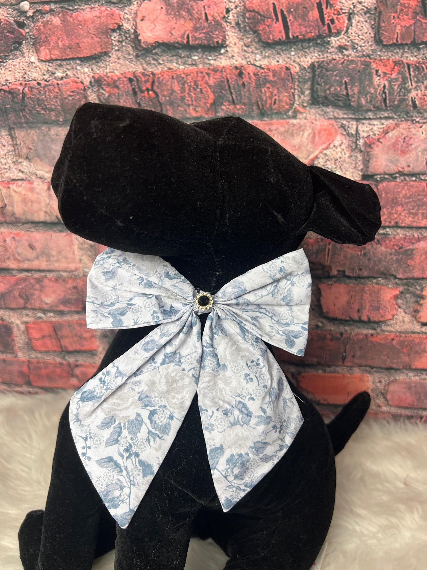 GRAY FLORAL BOWTIE WITH TAILS - 6 PACK