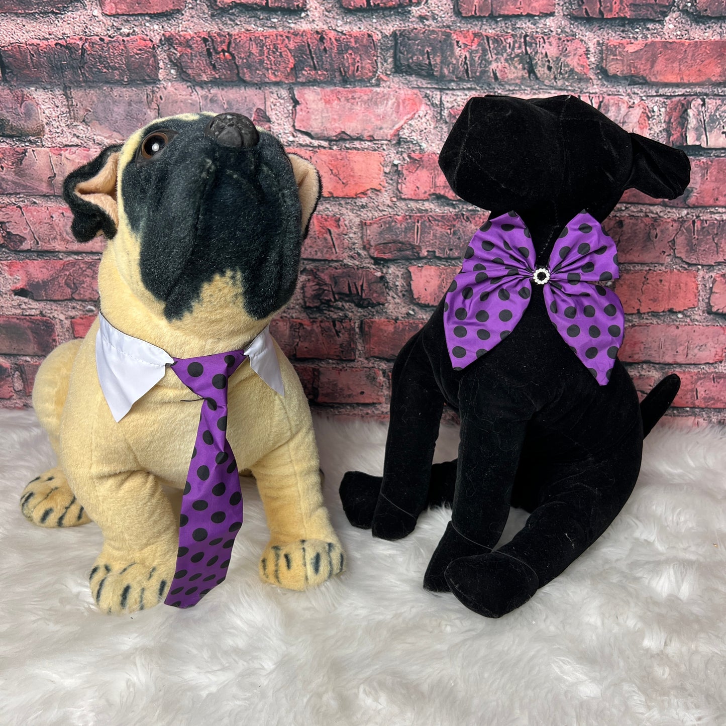 PURPLE POLKA DOTS BOW TIE W/TAILS- 6 PACK