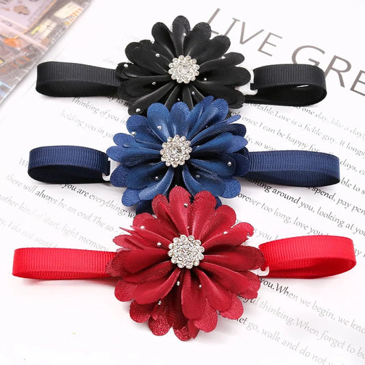 RHINESTONE SPRINKLED FLOWER NECKBAND NAVY BLUE 8 PACK