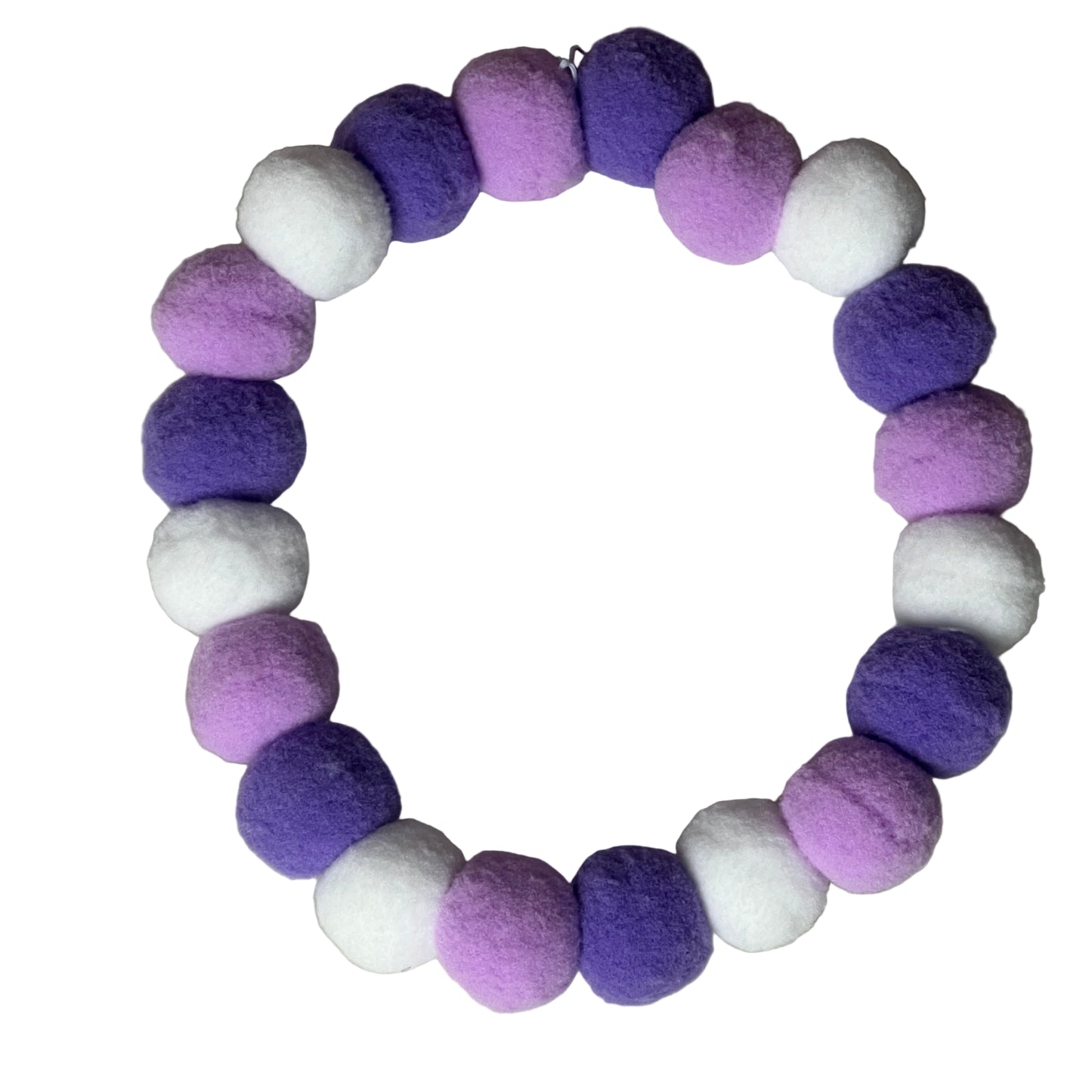PURPLE AND WHITE POMPOM 4 PACK SMALL