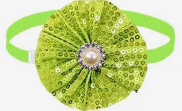 Round sequin neck band LIME 6 pack