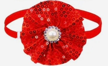 Round sequin neck band RED 6 pack