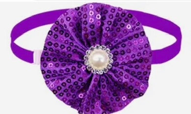 Round sequin neck band PURPLE 6 pack